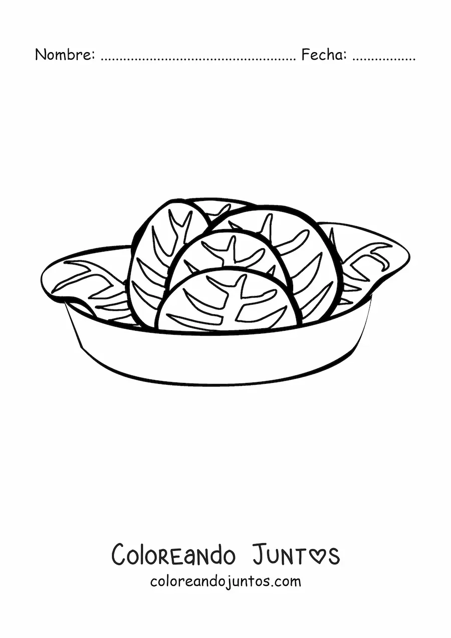 Imagen para colorear de un plato con ensalada de lechuga