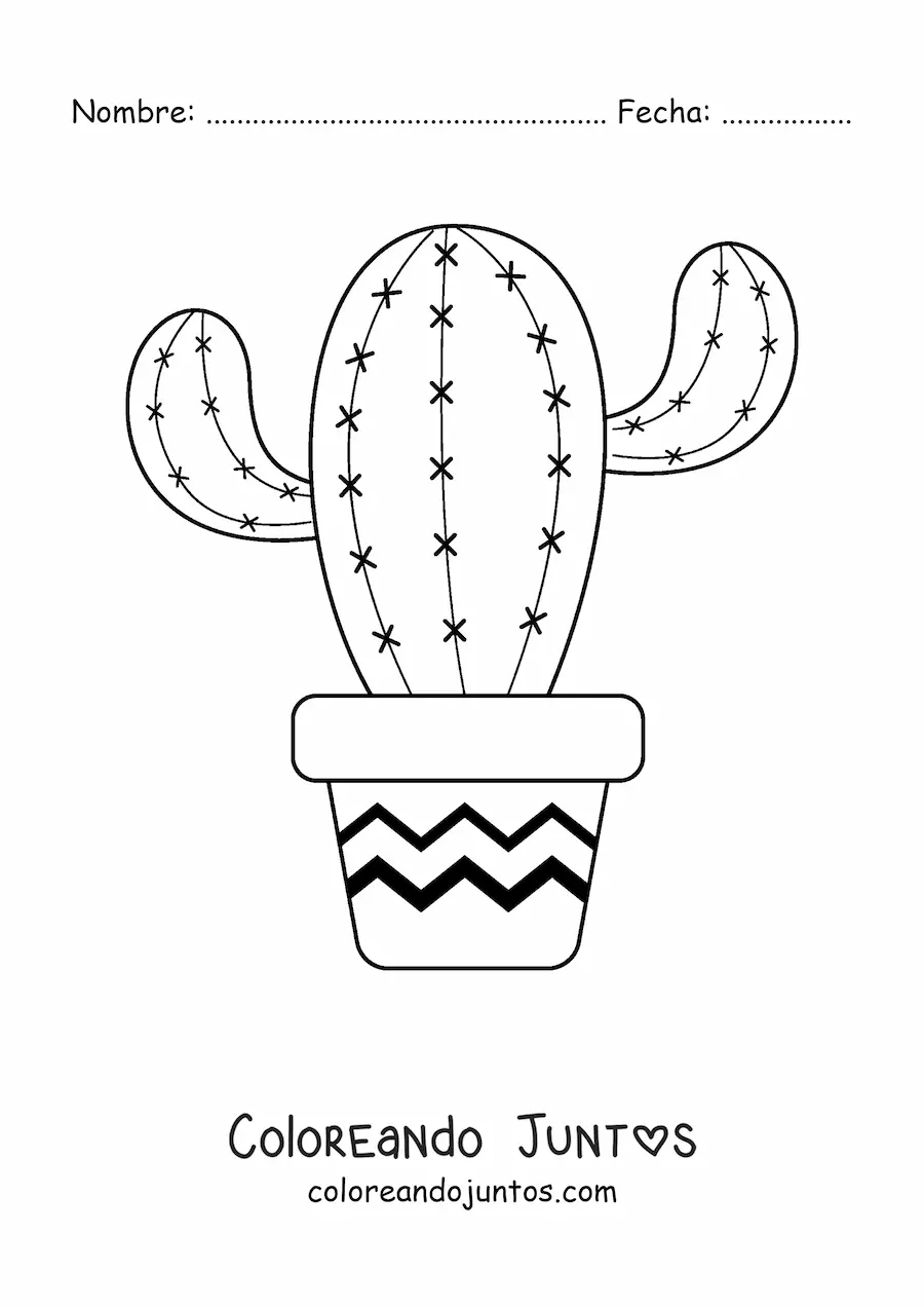 Imagen para colorear de un cactus grande
