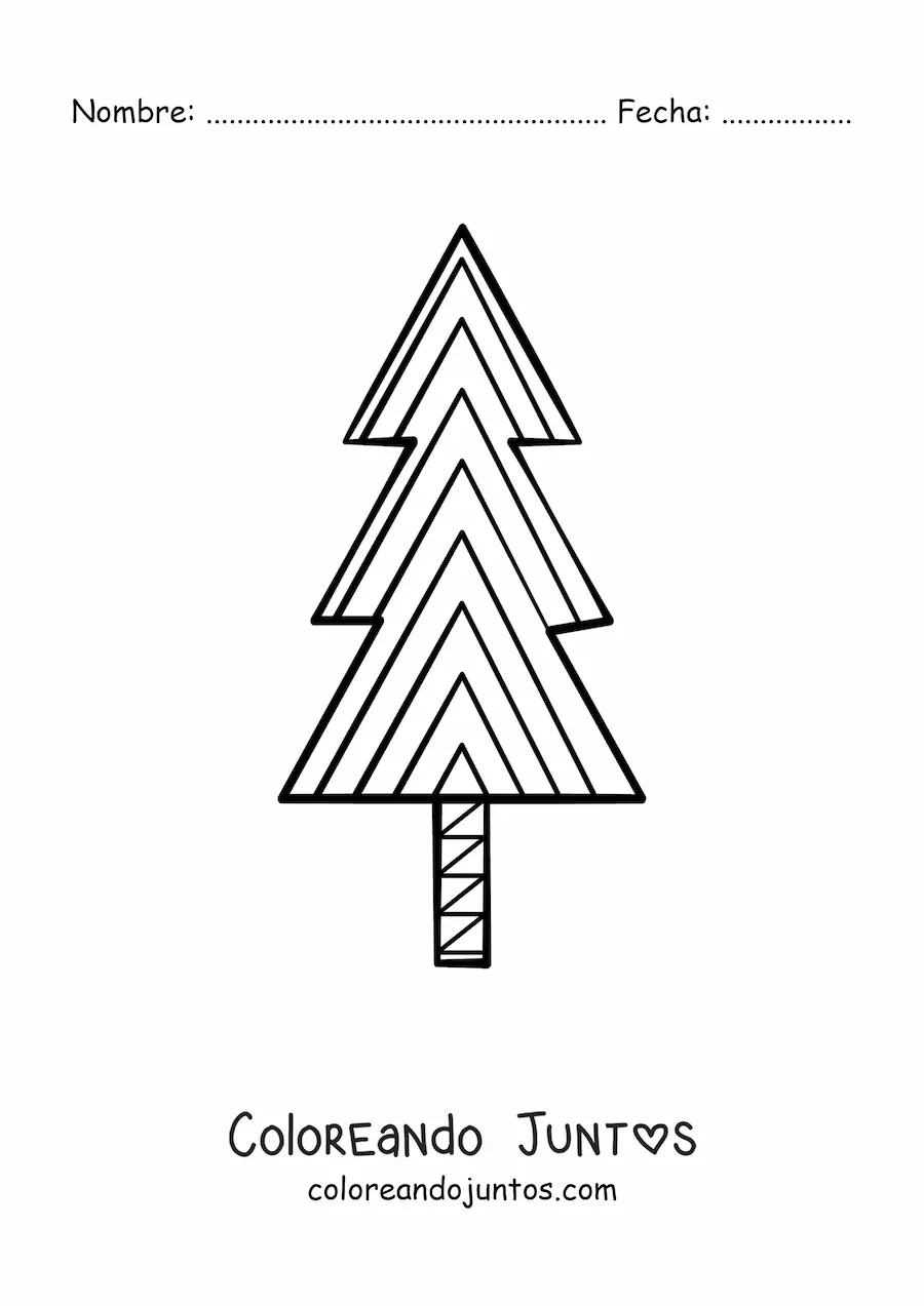 Imagen para colorear de un pino dibujado con triángulos