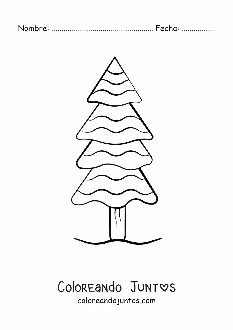 Imagen para colorear de un pino dibujado con rayas