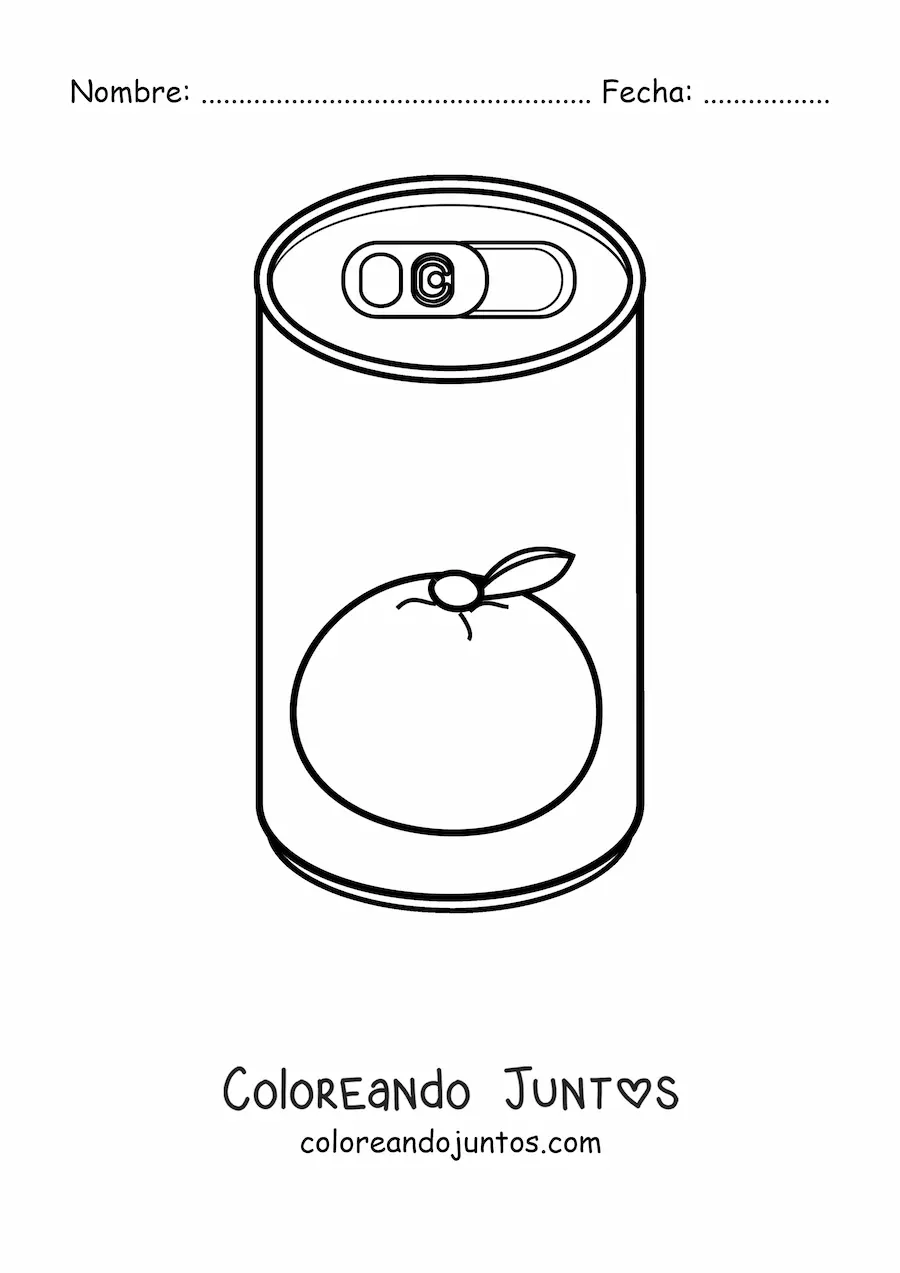 Imagen para colorear de una lata de soda de naranja