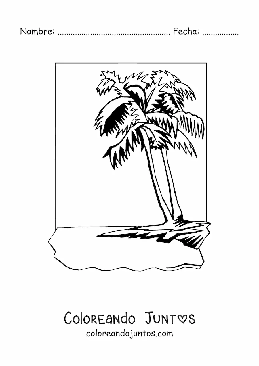 Imagen para colorear de dos palmeras en la playa