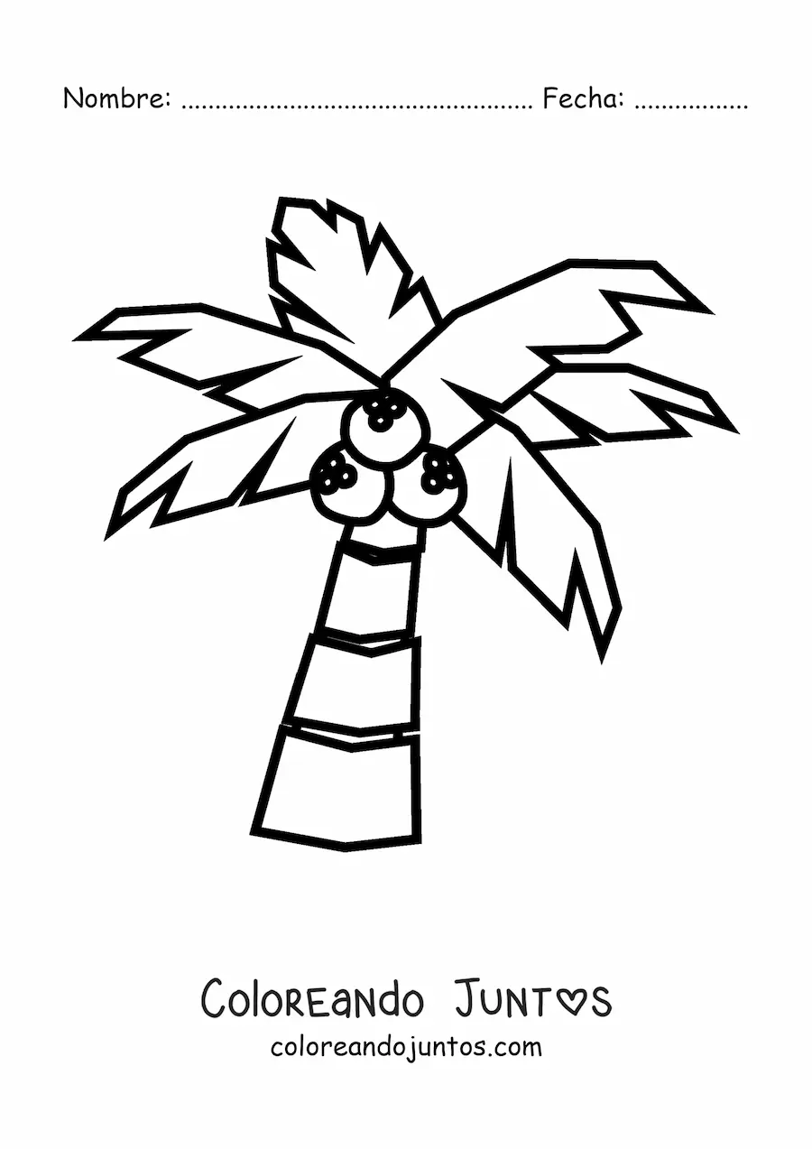 Imagen para colorear de un cocotero