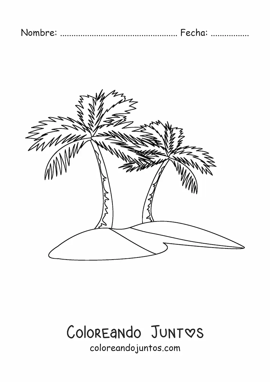 Imagen para colorear de dos palmeras