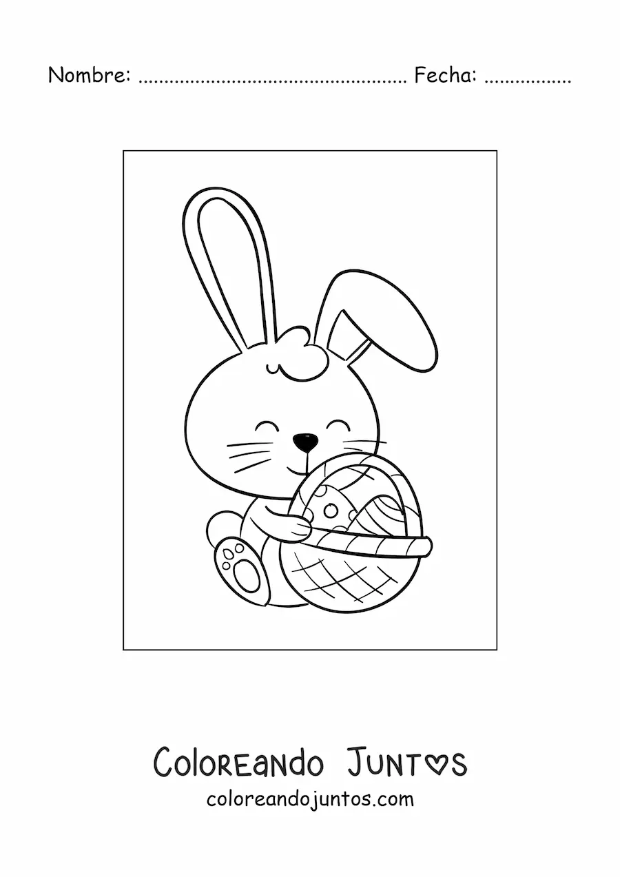Imagen para colorear del conejo de pascuas animado
