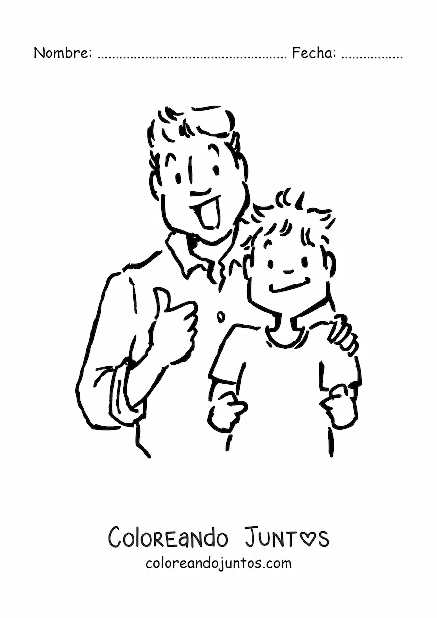 Imagen para colorear de un padre y su hijo