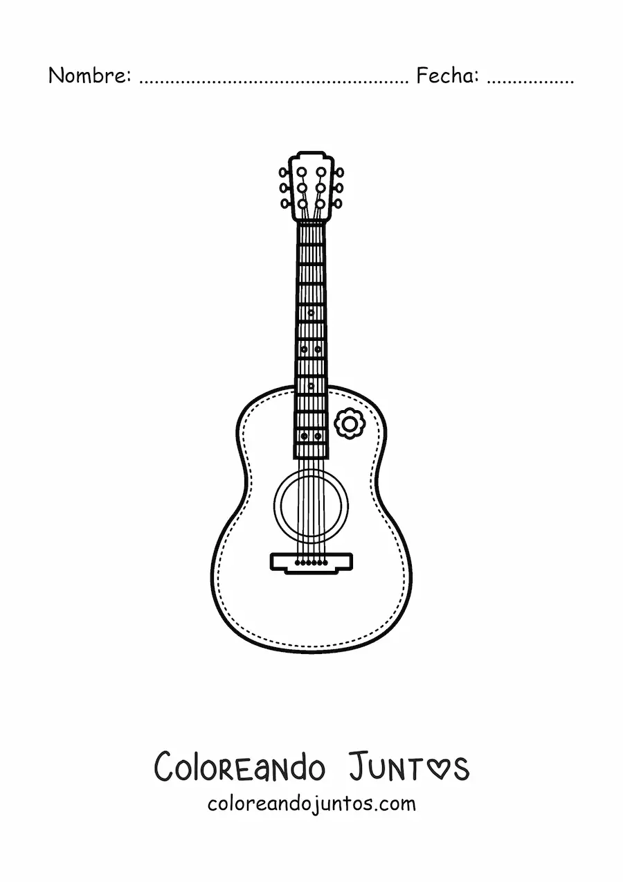 Imagen para colorear de una guitarra española
