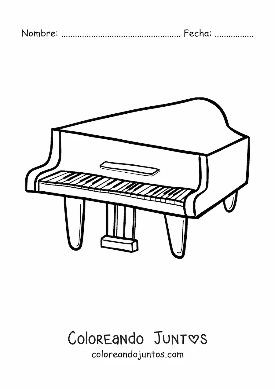 Imagen para colorear de un piano de cola