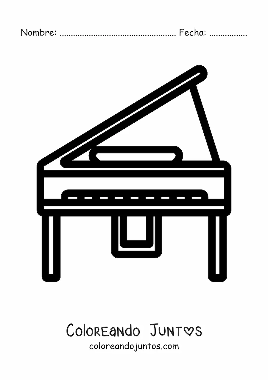 Imagen para colorear de un piano sencillo