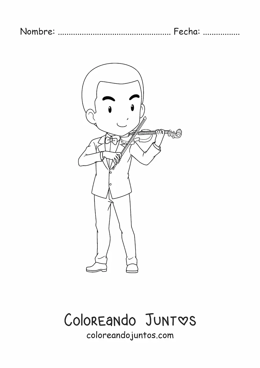 Imagen para colorear de un chico violinista