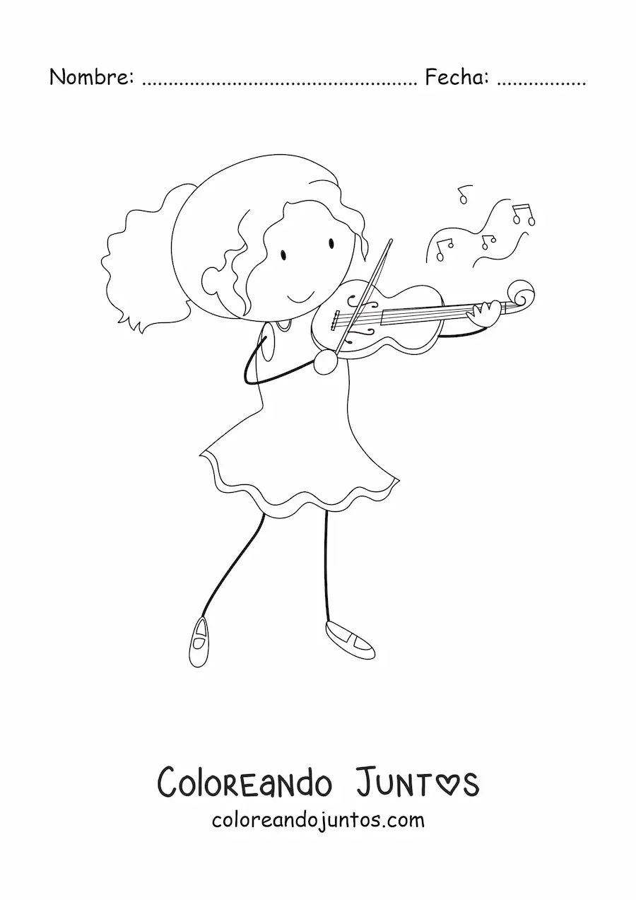 Imagen para colorear de una niña violinista