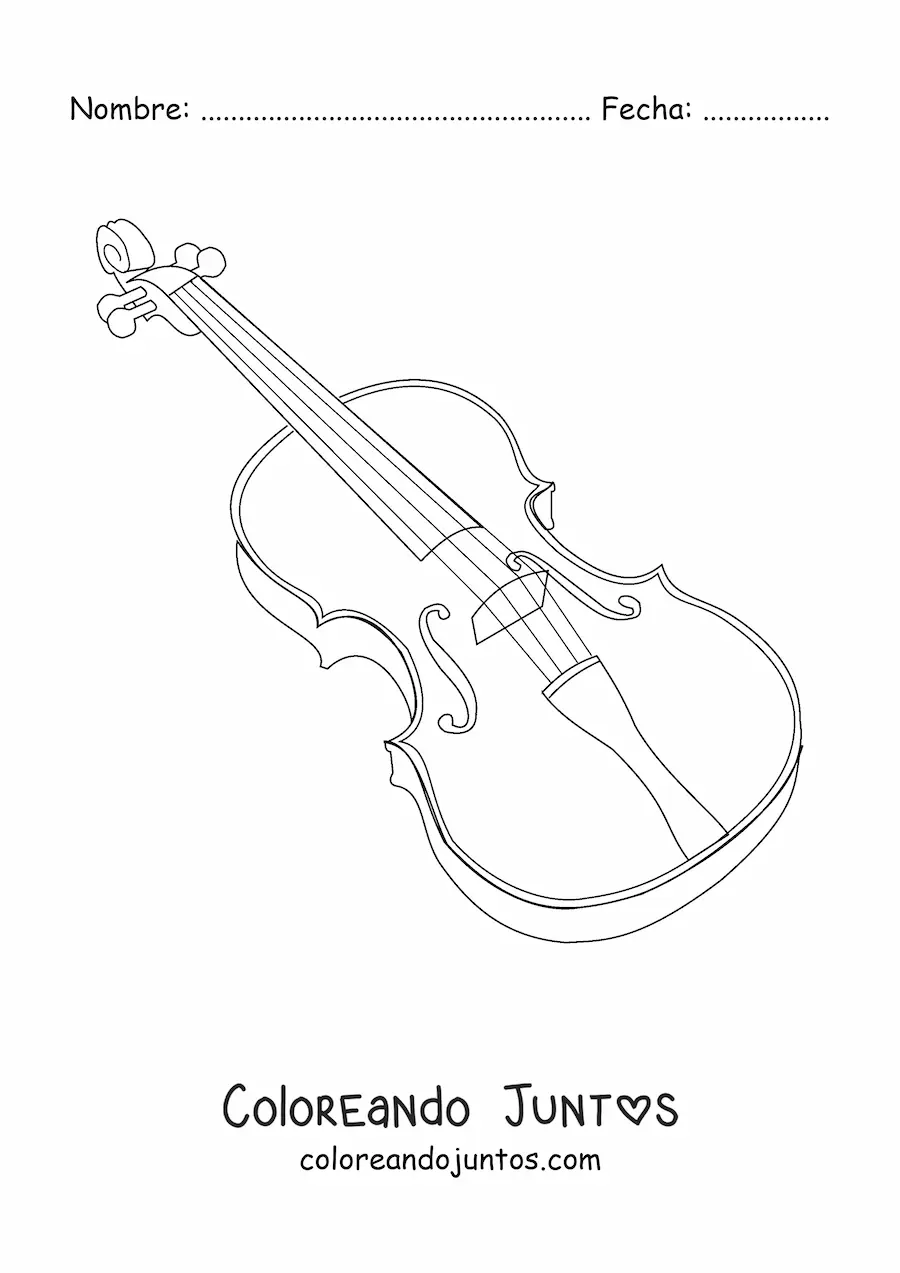 Imagen para colorear de un violín realista