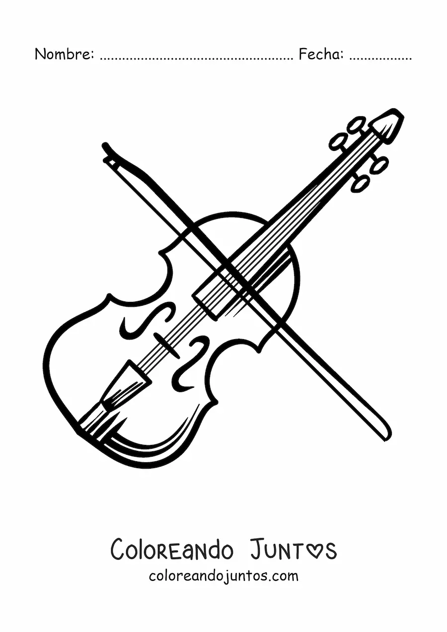 Imagen para colorear de un violín sencillo