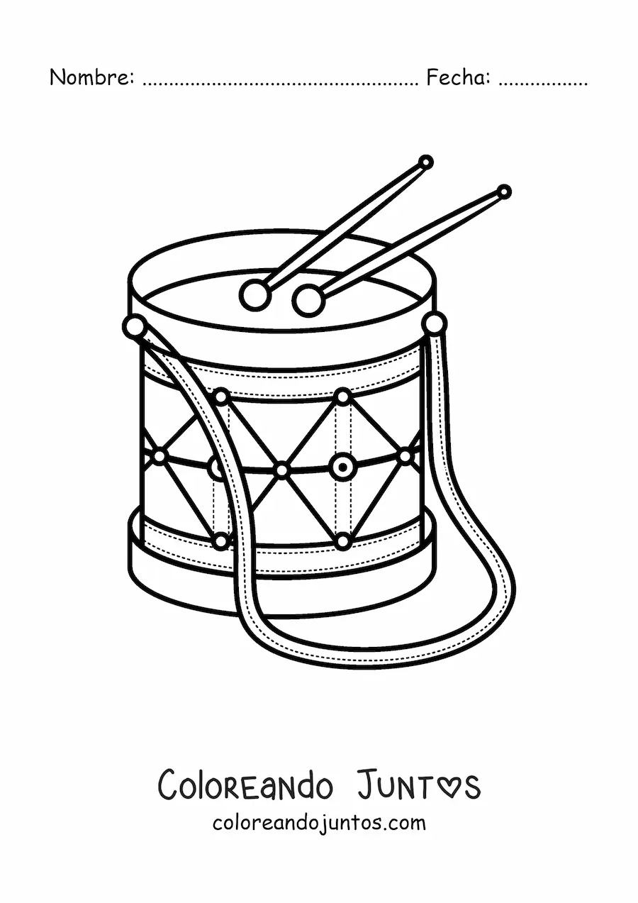 Imagen para colorear de un tambor con palillos