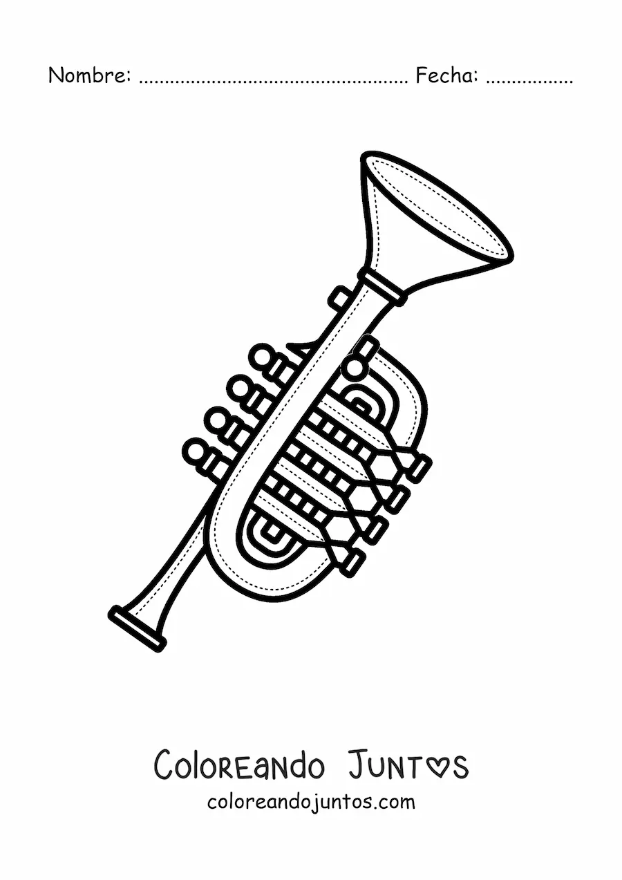 Imagen para colorear de una trompeta con válvulas
