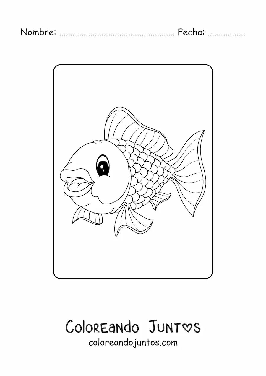 Imagen para colorear de un pez dorado animado feliz