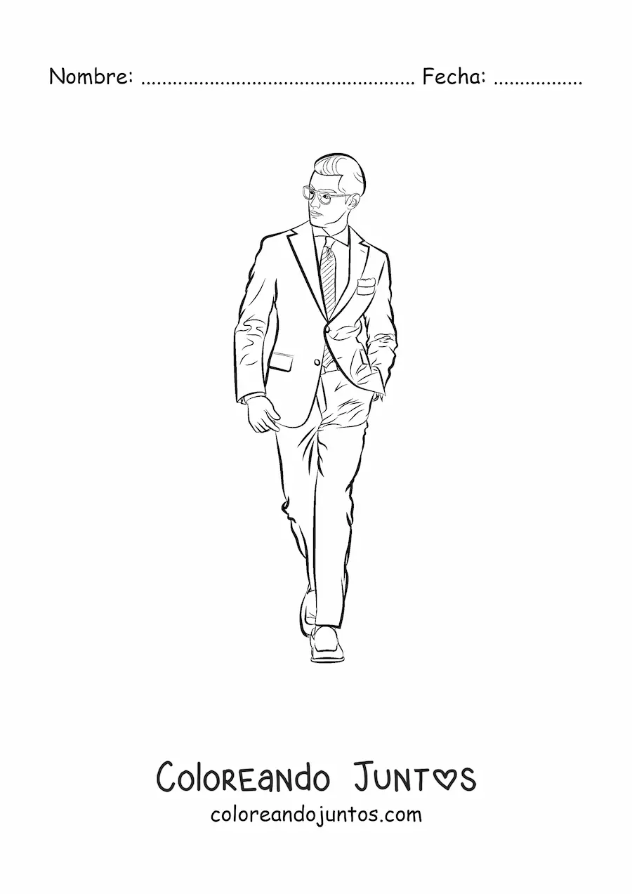 Imagen para colorear de un hombre de negocios vistiendo traje
