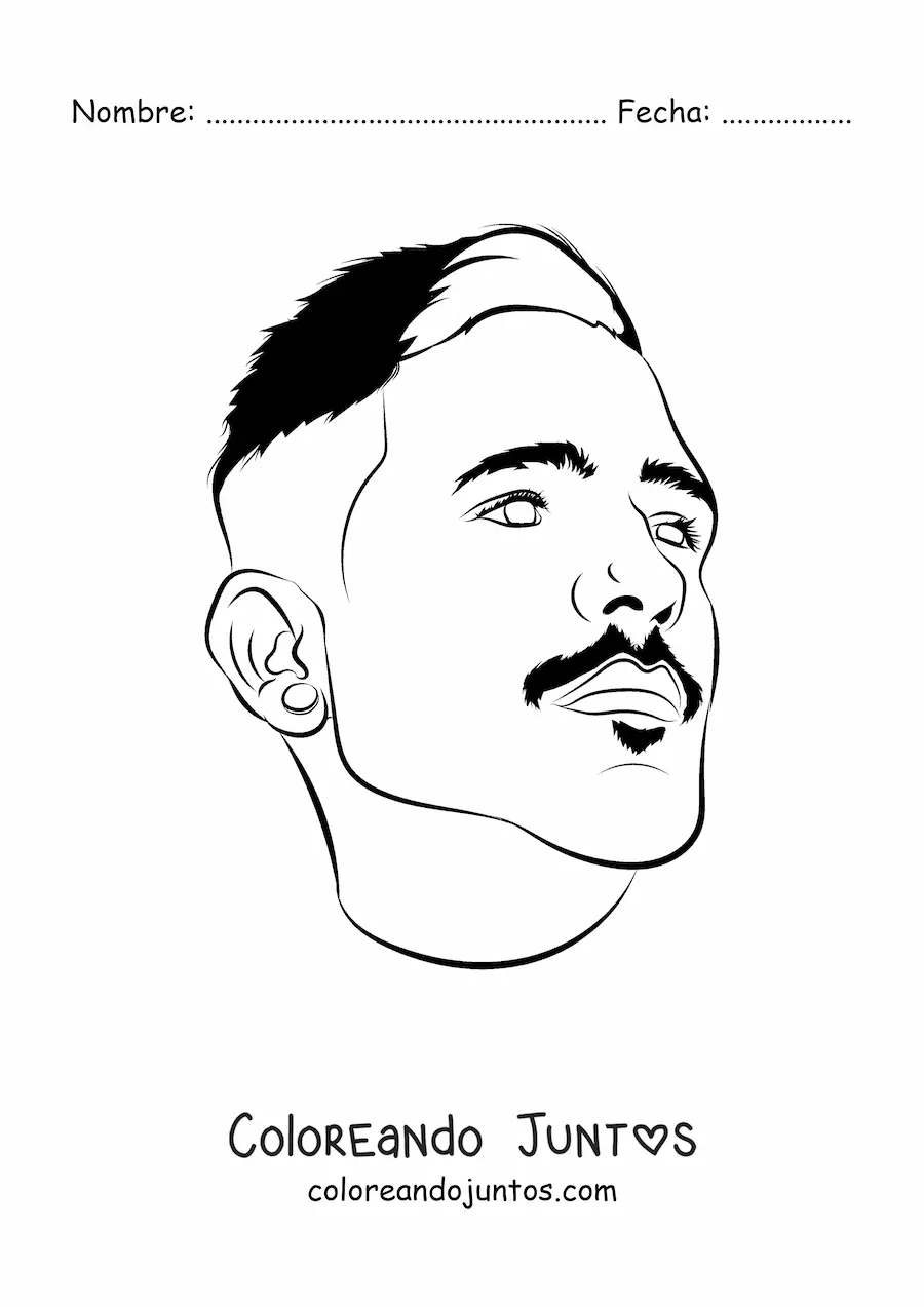 Imagen para colorear de la cara de un hombre con bigote