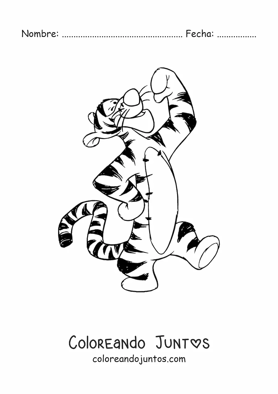 Imagen para colorear de Tiger posando feliz