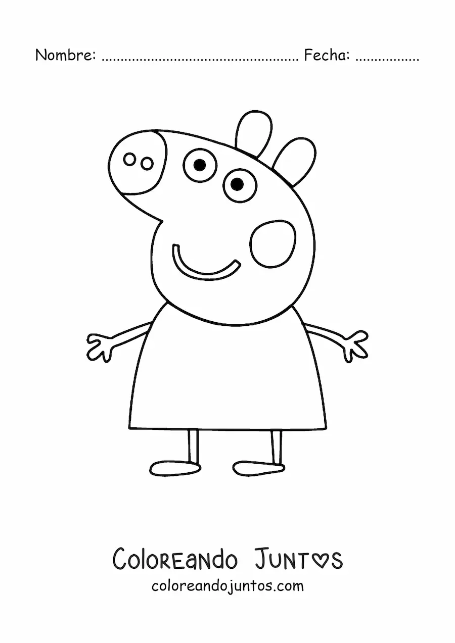 Imagen para colorear de Peppa Pig sonriente