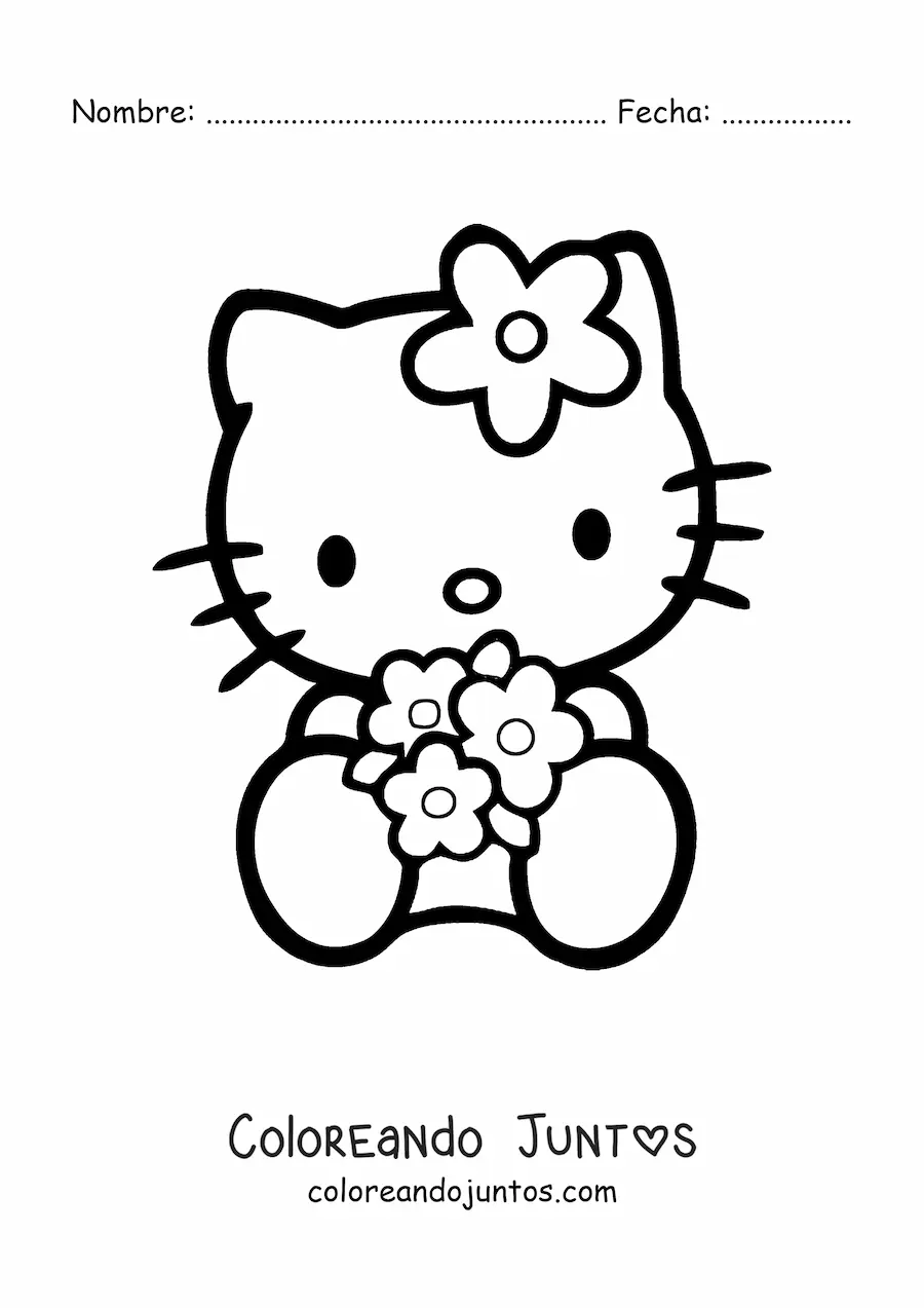 Hello Kitty con flores | Coloreando Juntos