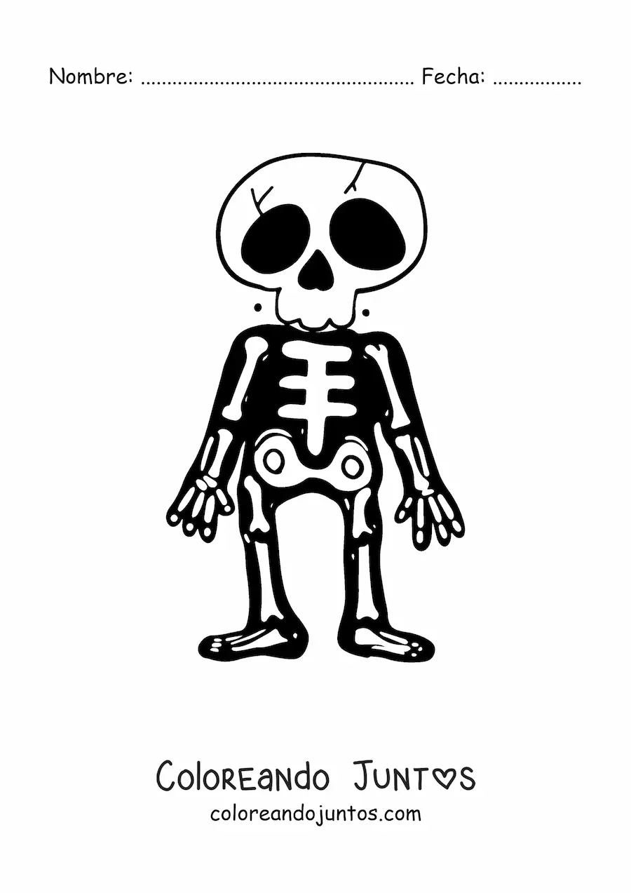 Imagen para colorear de un disfraz de esqueleto de Halloween