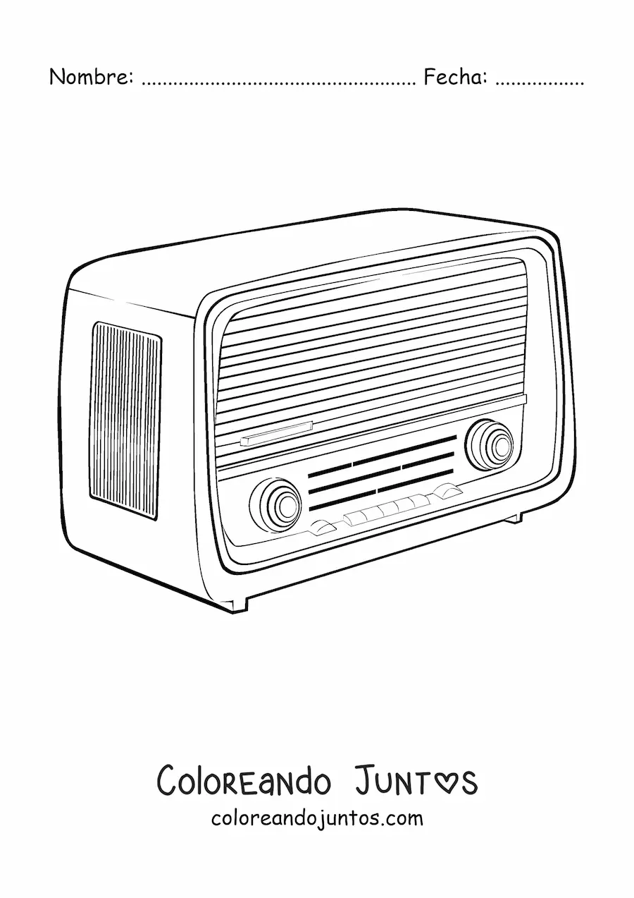 Imagen para colorear de una radio vintage sin antena