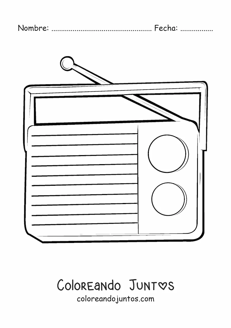 Imagen para colorear de una radio portátil pequeña con antena