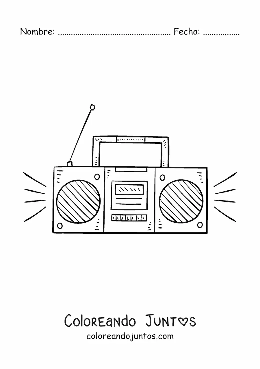 Imagen para colorear de una radio moderna con las cornetas encendidas