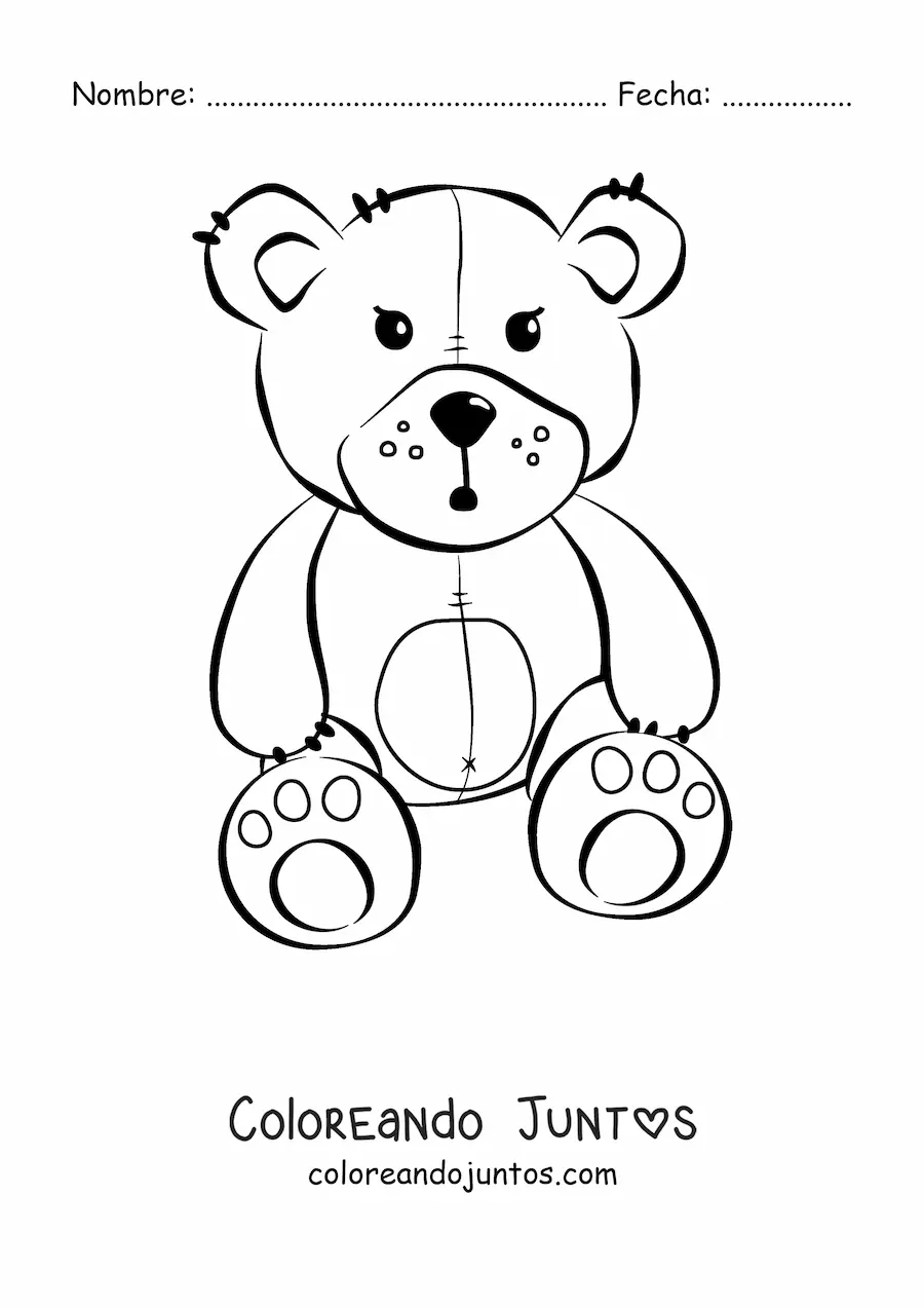 Imagen para colorear de un oso de peluche