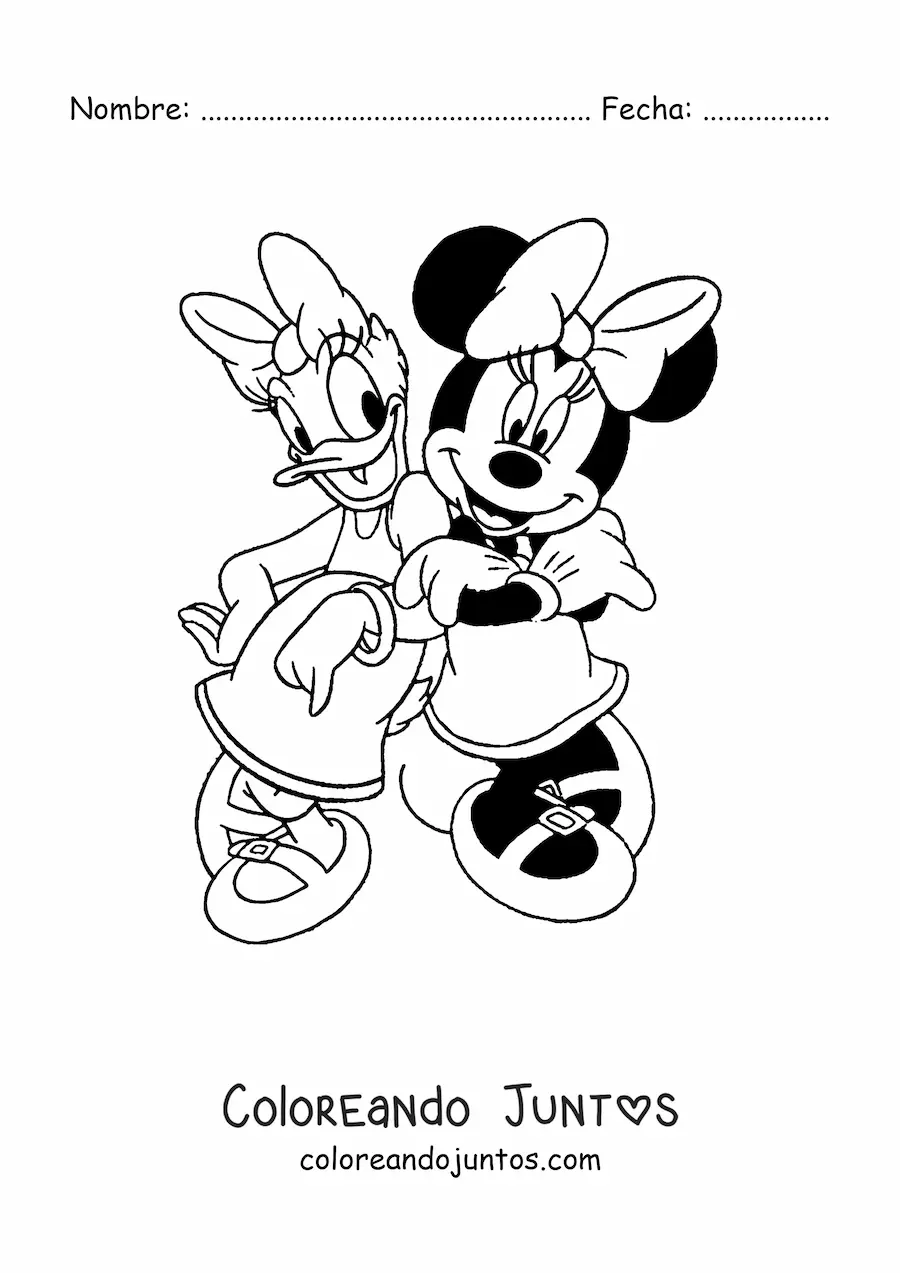 Imagen para colorear de Minnie Mouse y Daisy