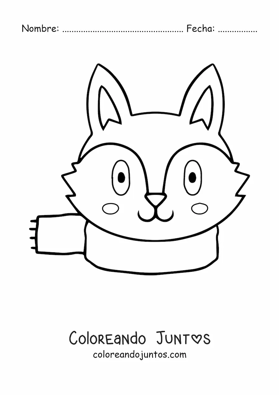 Imagen para colorear de un lobo animado con bufanda