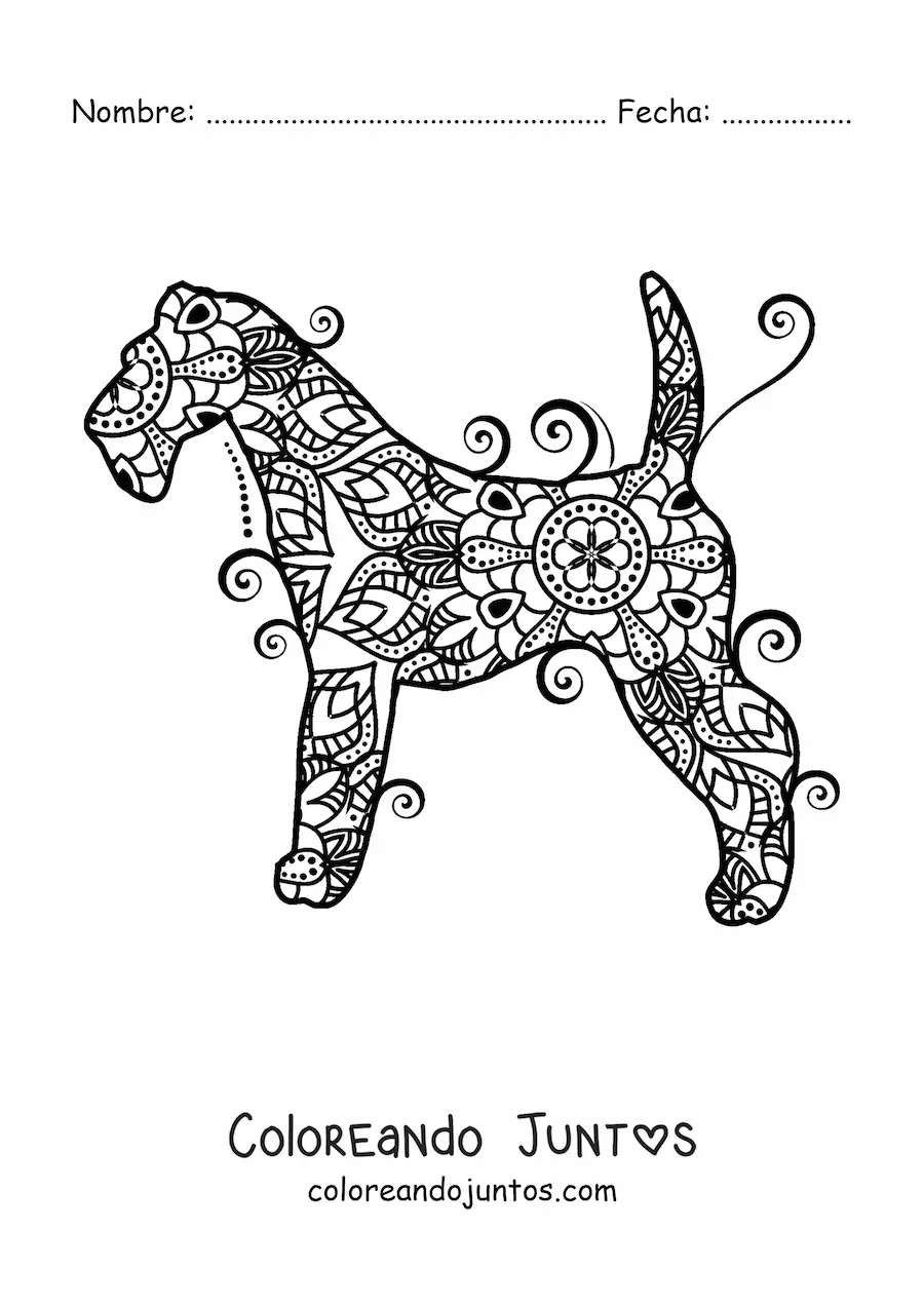 Imagen para colorear de un mandala de perro