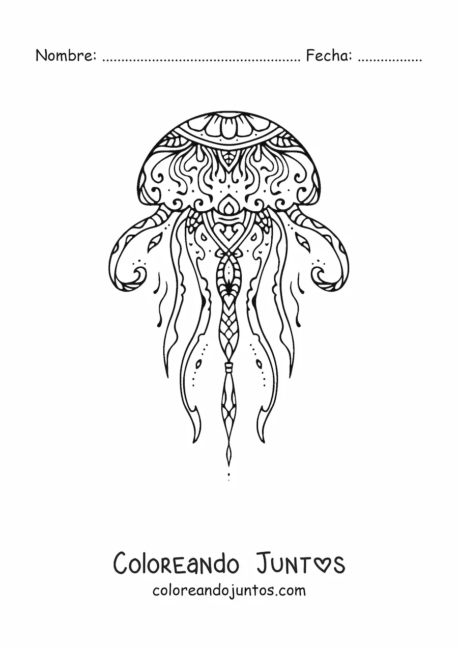 Imagen para colorear de un mandala de medusa