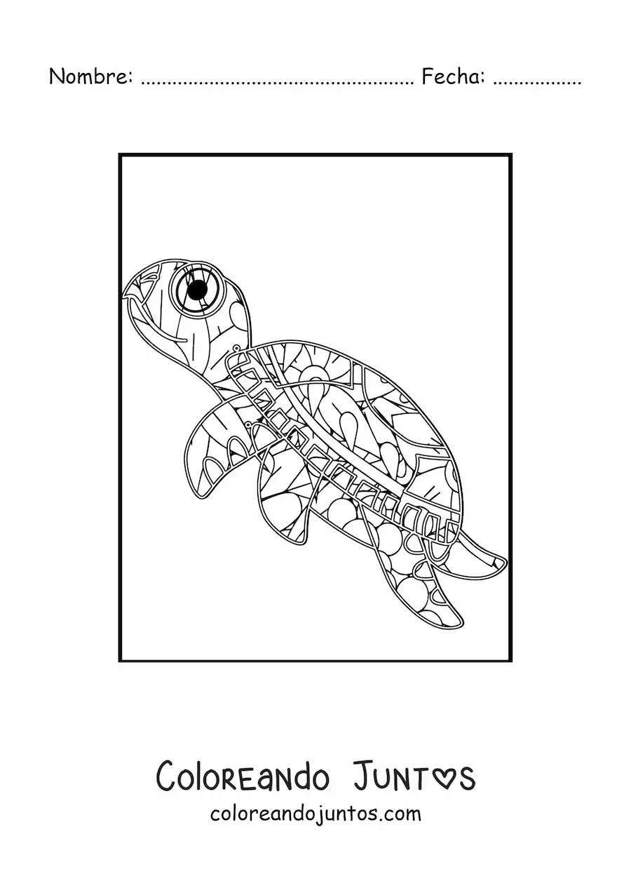 Imagen para colorear de un mandala de tortuga