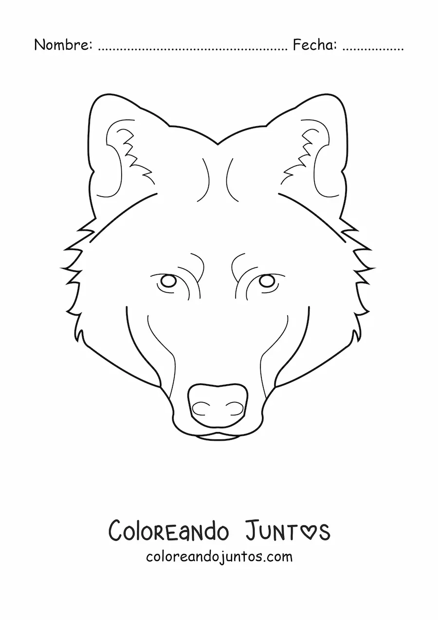 Imagen para colorear de una cabeza de lobo salvaje