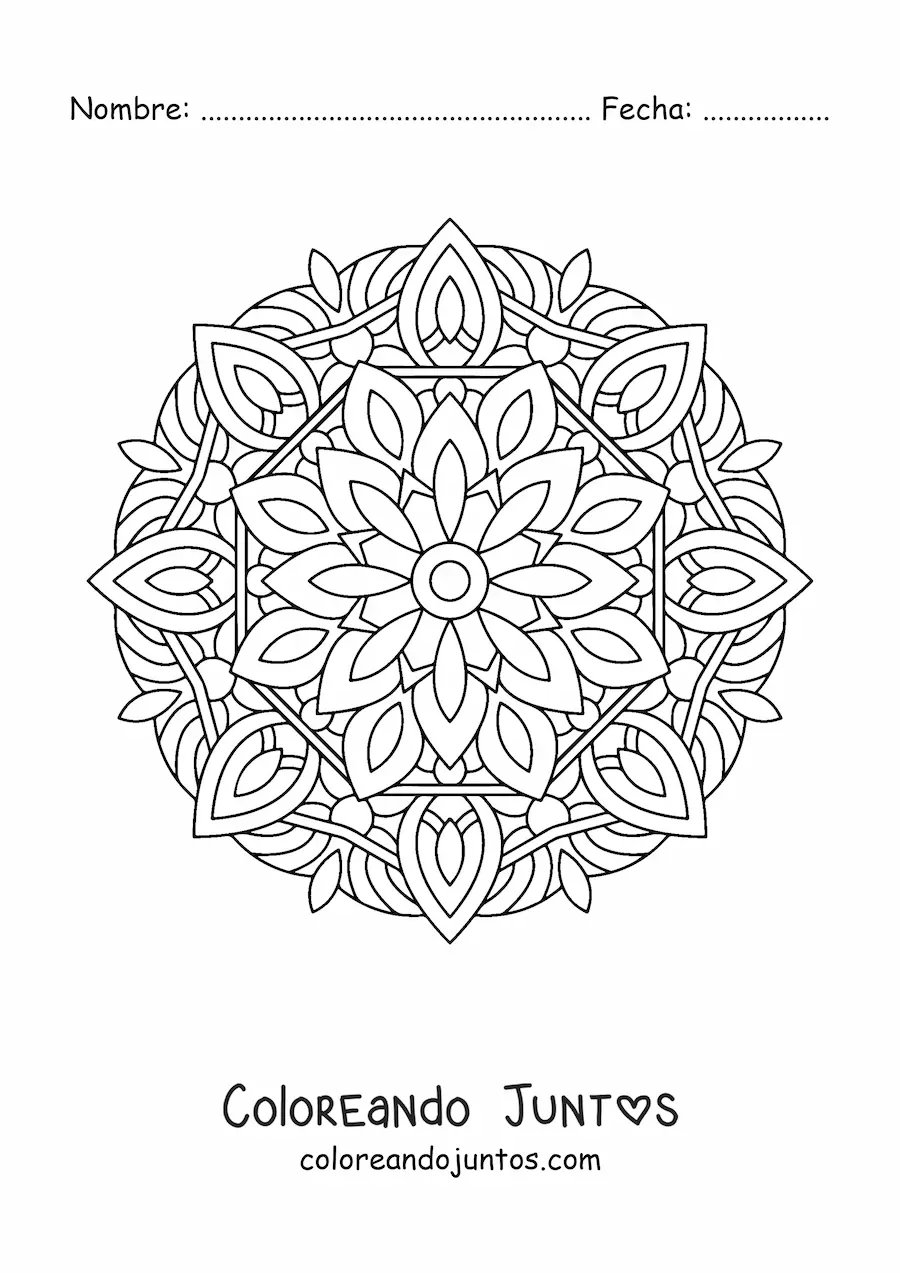 Imagen para colorear de un mandala estilo Zentangle