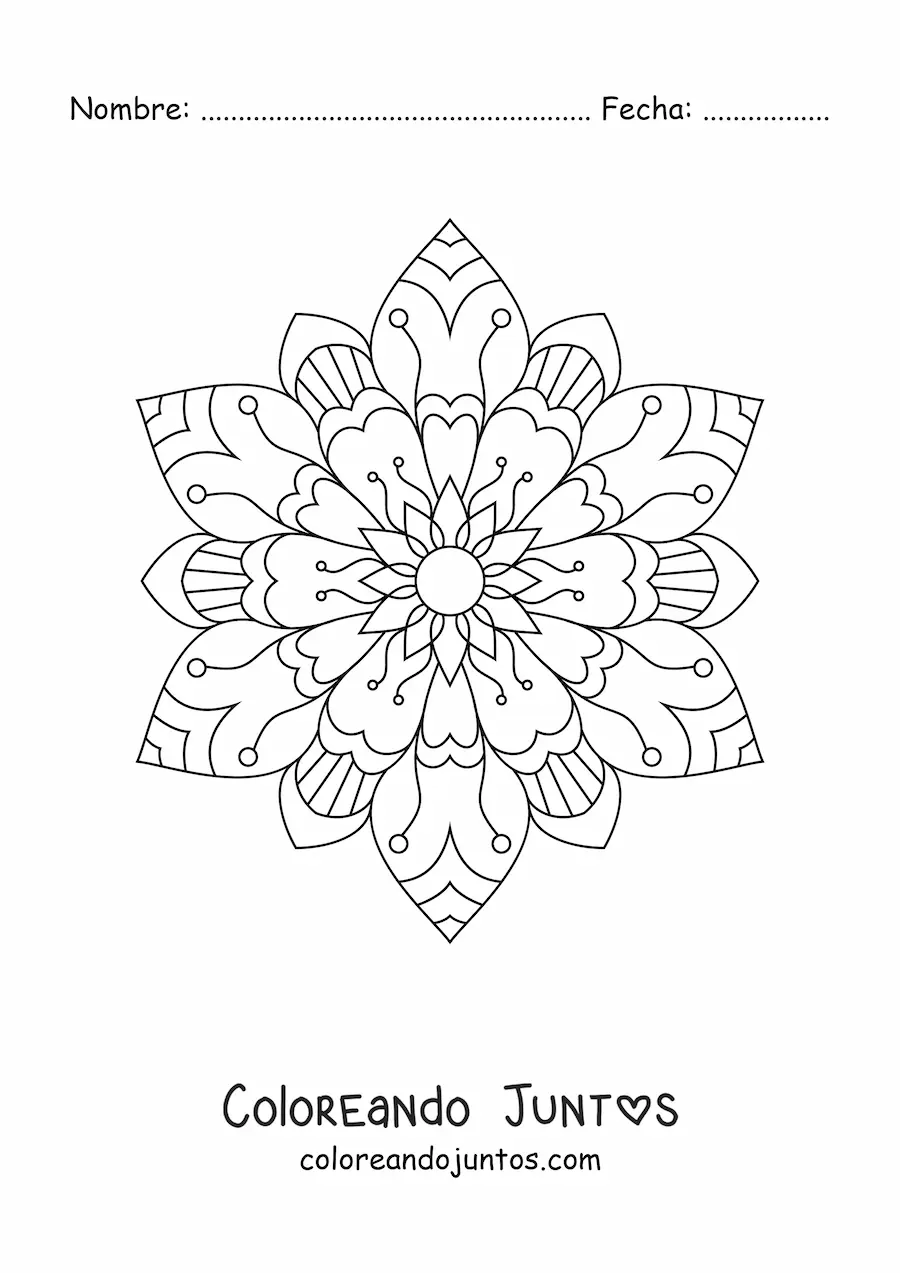 Imagen para colorear de un mandala floral