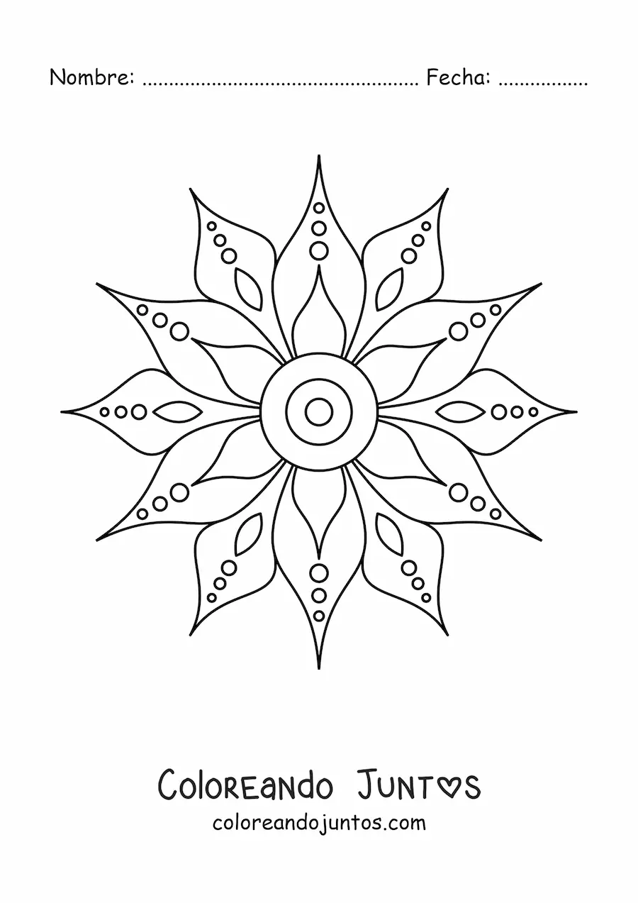 Mandala fácil de flor 2 | Coloreando Juntos