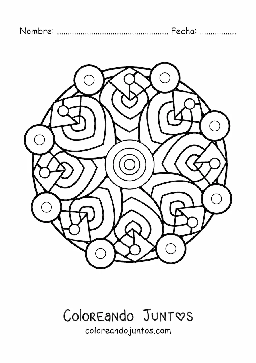 Imagen para colorear de un mandala geométrico para niños