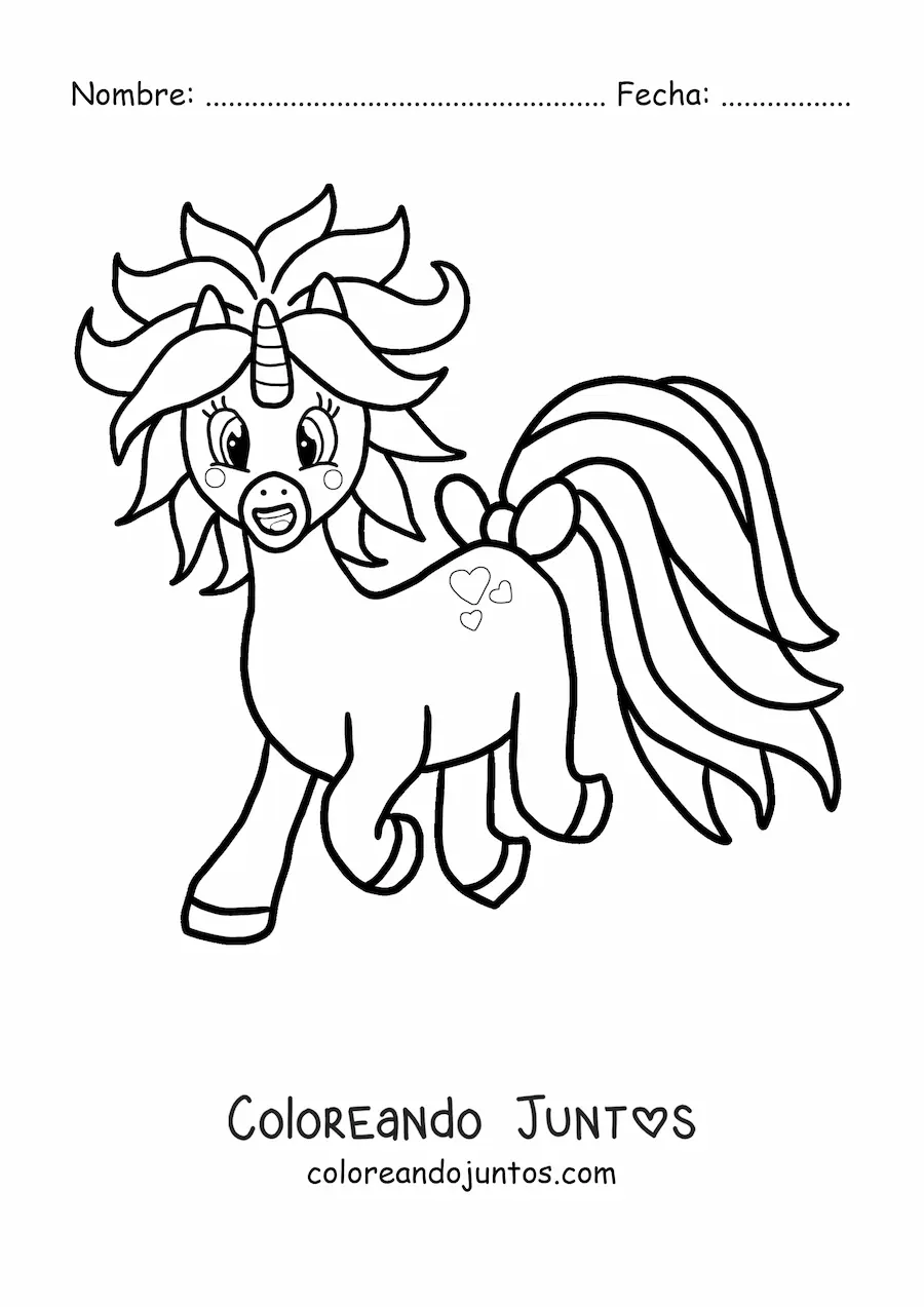 Imagen para colorear de un pony unicornio