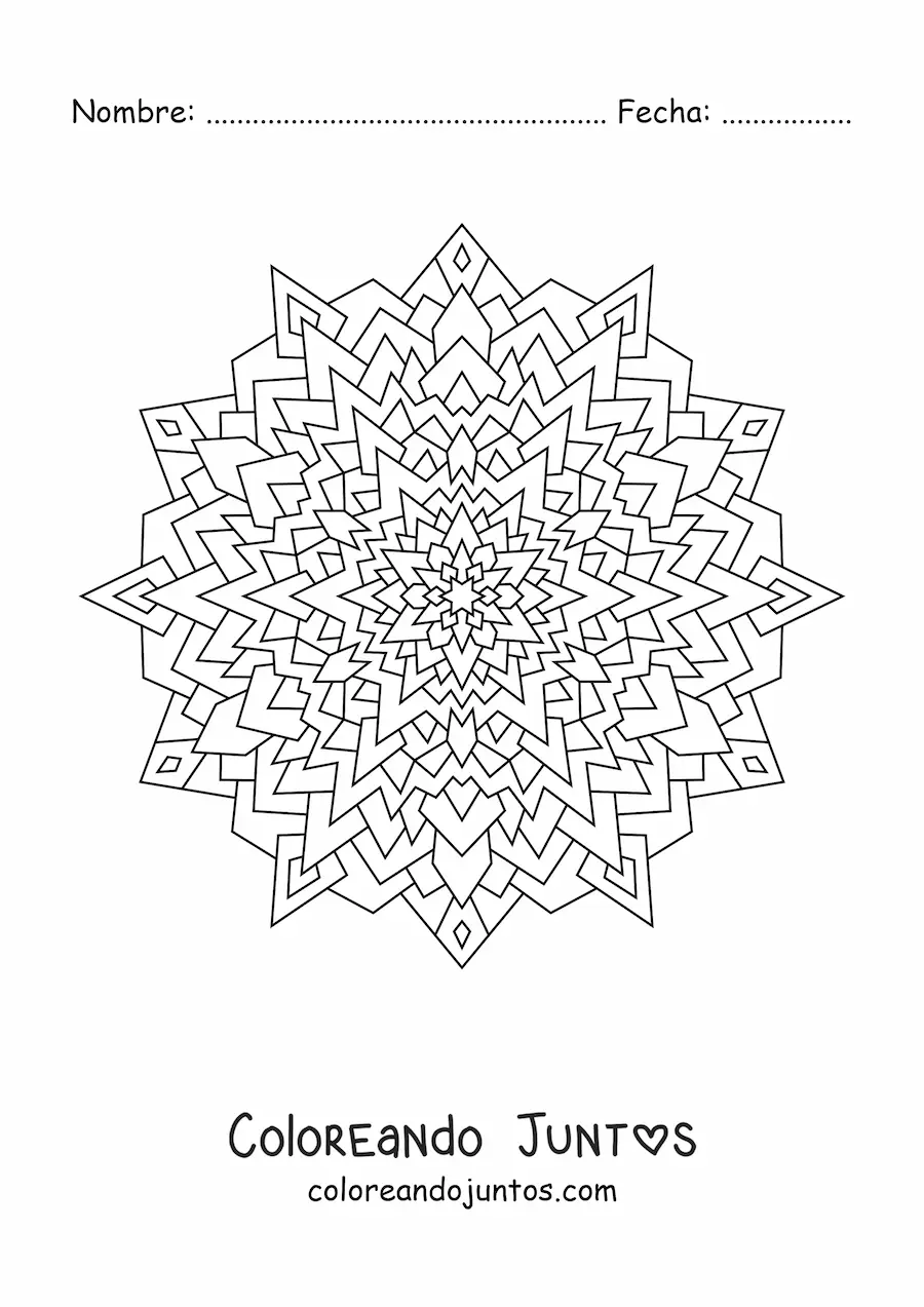 Imagen para colorear de un mandala con triángulos