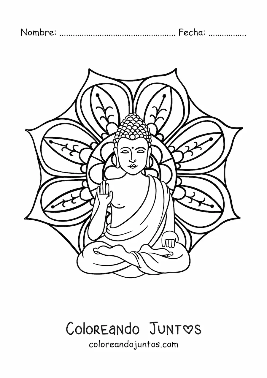 Imagen para colorear de mandala con Buda