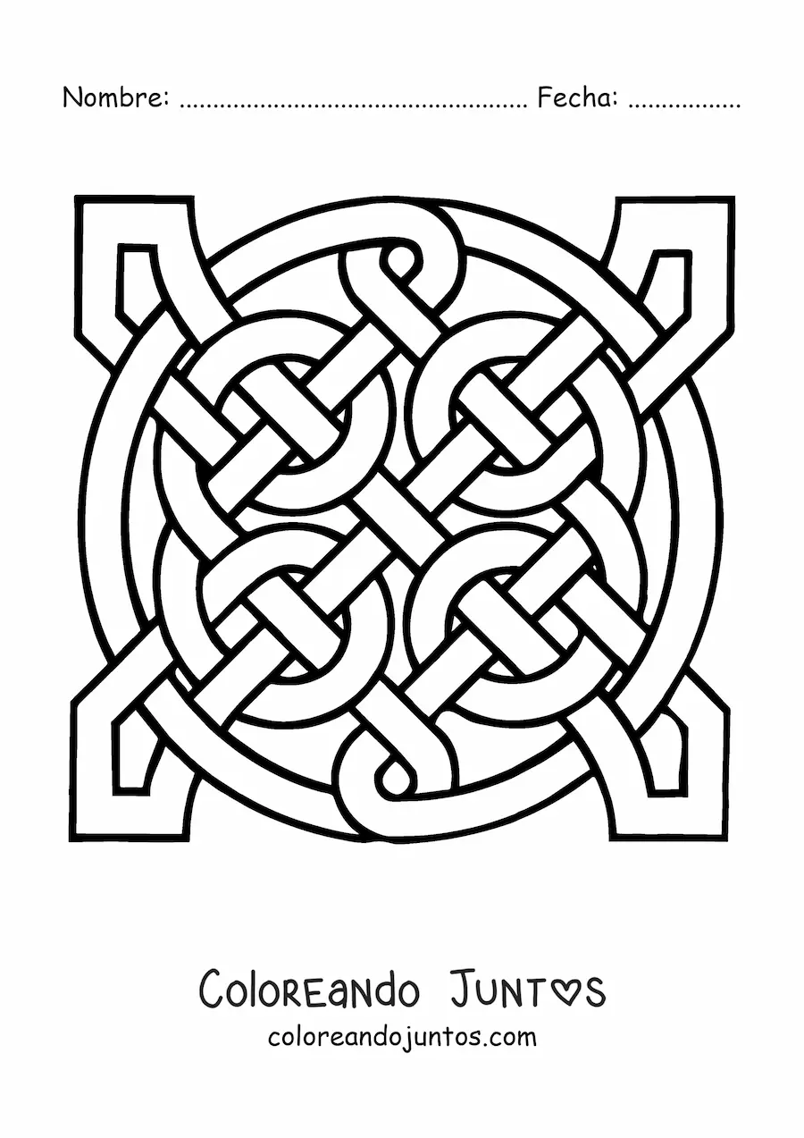 Imagen para colorear de mandala de nudo celta