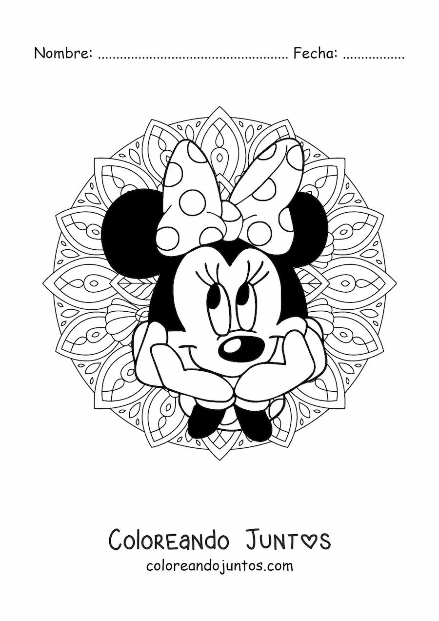 Imagen para colorear de mandala de Minnie Mouse