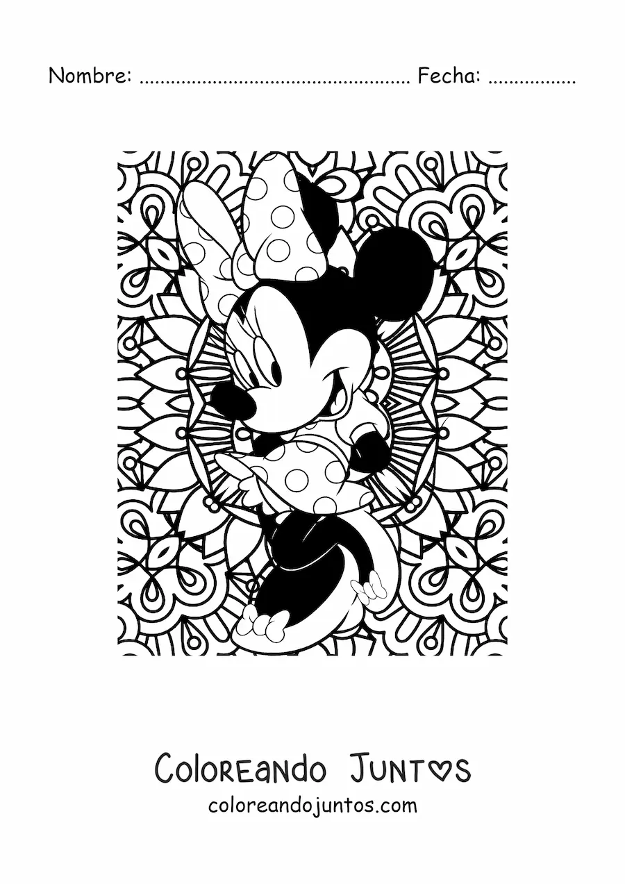Imagen para colorear de mandala de Minnie Mouse