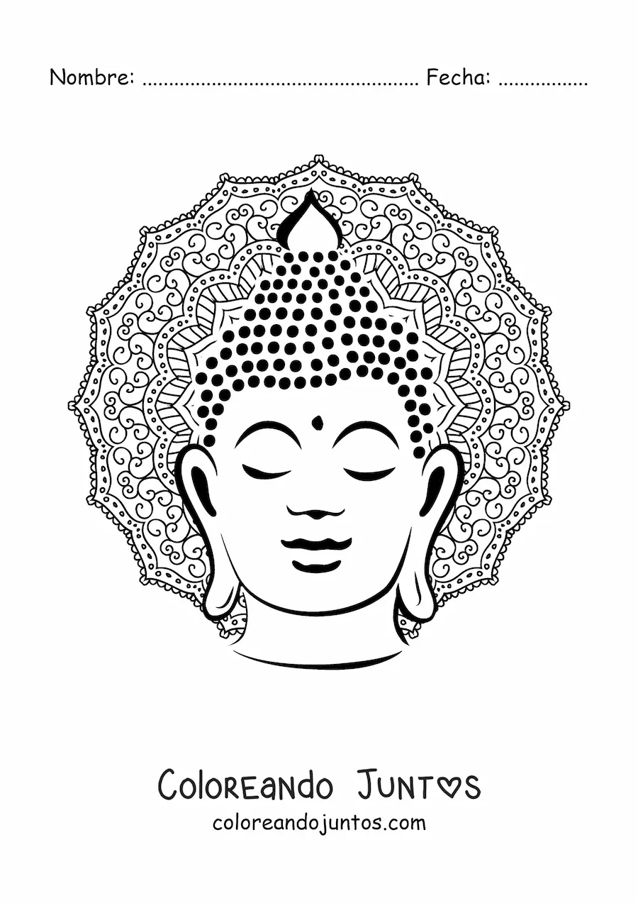 Imagen para colorear de mandala del rostro de Buda