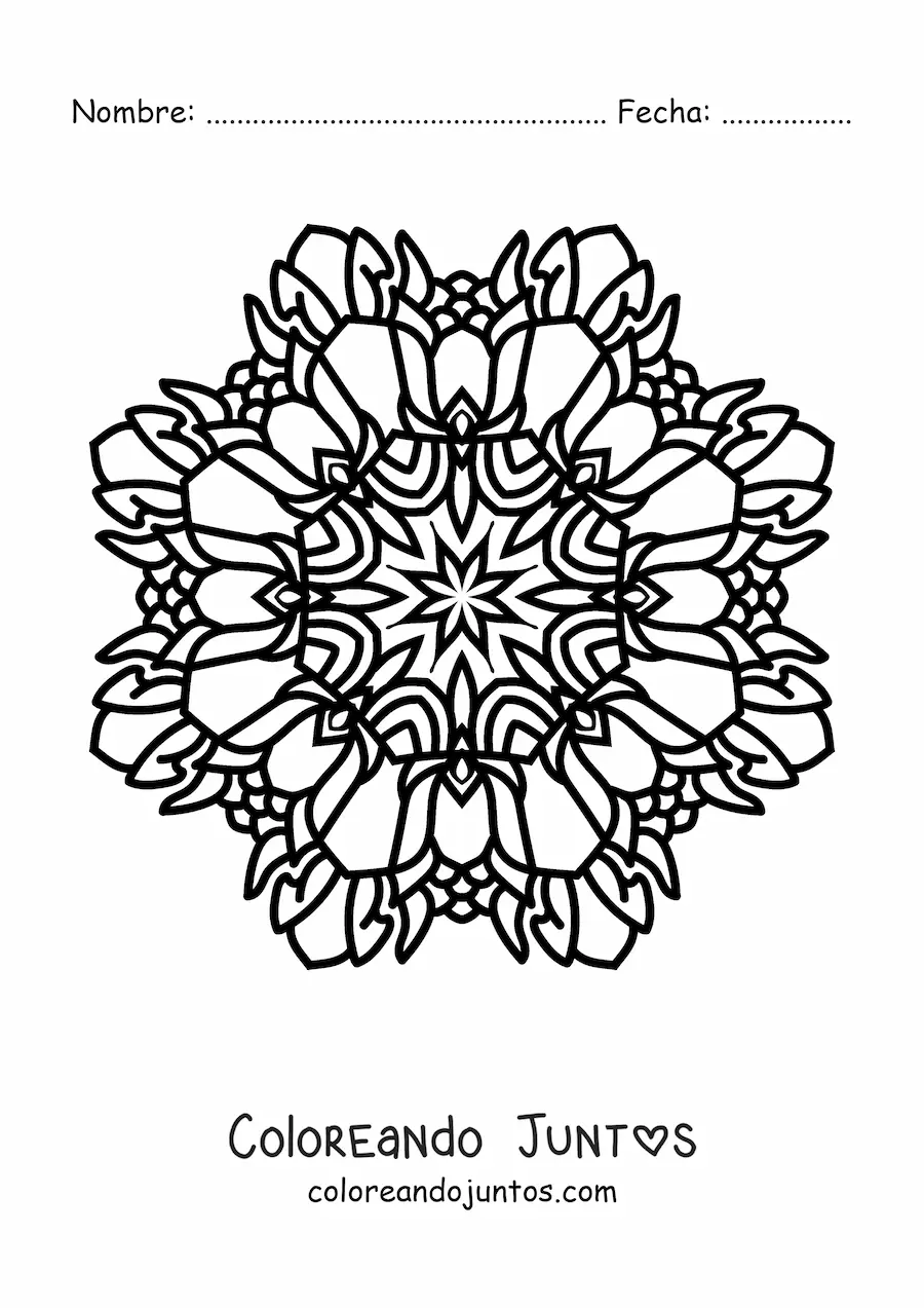 Imagen para colorear de mandala budista fácil