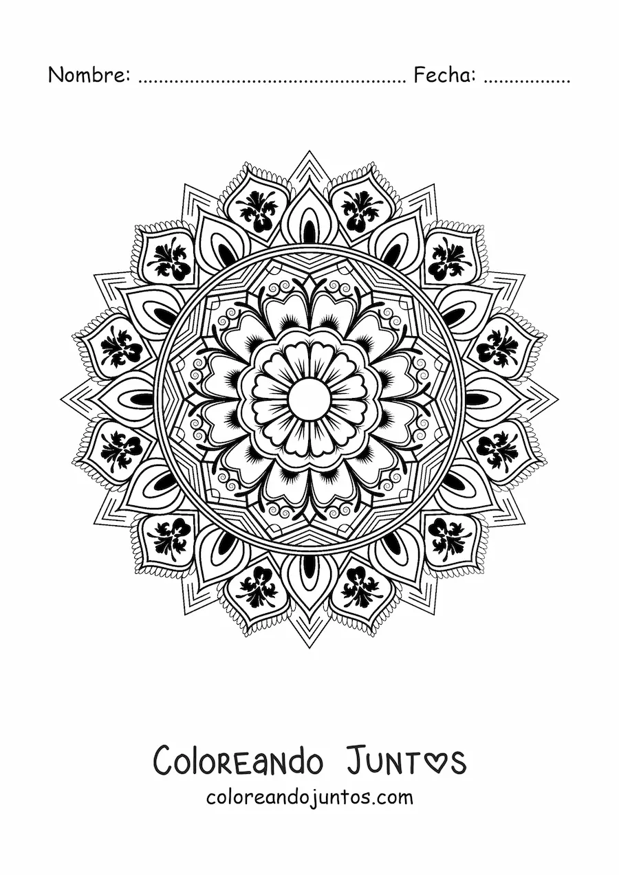 Imagen para colorear de mandala con diseño islámico