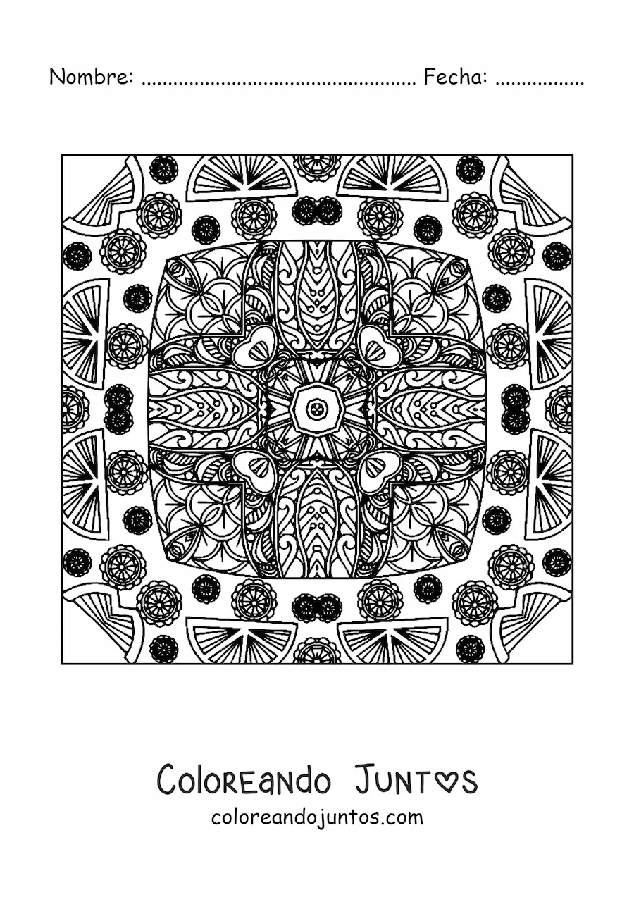 Imagen para colorear de mandala cuadrada abstracta